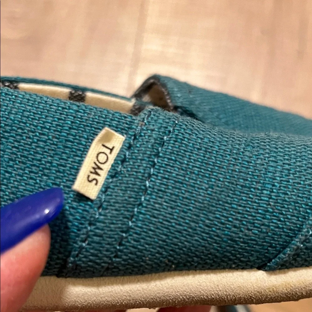 Toms Teal Canvas Flats Size 7